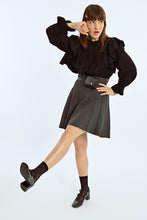 Load image into Gallery viewer, Paris Pleated Charcoal Knit Skirt