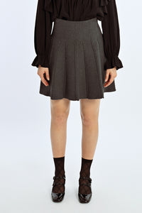 Paris Pleated Charcoal Knit Skirt