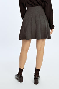 Paris Pleated Charcoal Knit Skirt