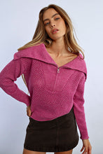 Load image into Gallery viewer, Shimmer Berry Zip Sweater