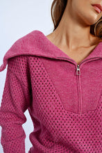 Load image into Gallery viewer, Shimmer Berry Zip Sweater