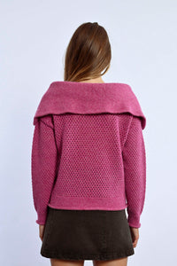 Shimmer Berry Zip Sweater