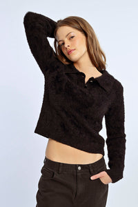 Soft Black Collar Sweater