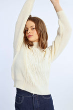 Load image into Gallery viewer, Shimmer Ivory Cable Knit Sweater