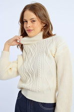 Load image into Gallery viewer, Shimmer Ivory Cable Knit Sweater