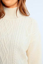 Load image into Gallery viewer, Shimmer Ivory Cable Knit Sweater