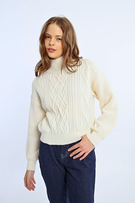 Shimmer Ivory Cable Knit Sweater