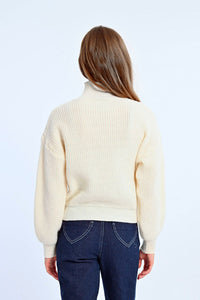 Shimmer Ivory Cable Knit Sweater