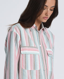 Pink Clemence Stripe Button Shirt