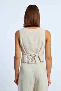 Linen Beige Vest Top