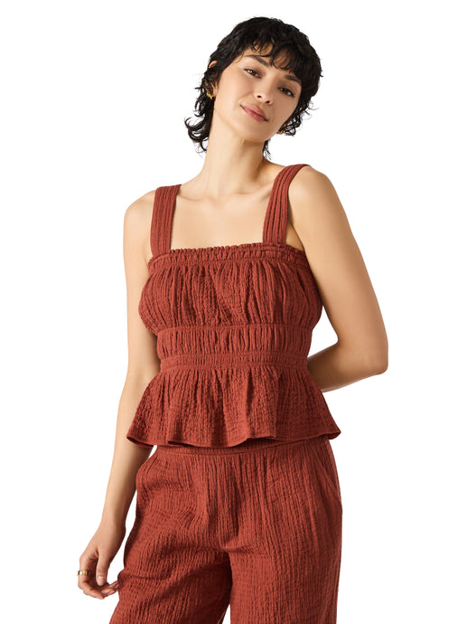 Gabrielle Smocked Brick Top