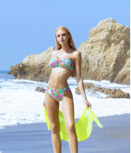 Green Floral Bikini Top