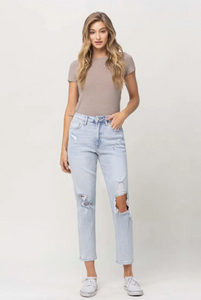 Ripped Stretch Mom Jeans
