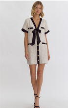 Load image into Gallery viewer, Bow Tie Ivory Tweed Dress