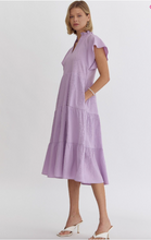 Load image into Gallery viewer, Lilac Flutter Sleeve Dress