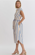 Load image into Gallery viewer, Blue Striped Shirt Dress