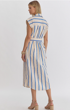 Load image into Gallery viewer, Blue Striped Shirt Dress