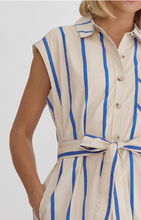 Load image into Gallery viewer, Blue Striped Shirt Dress