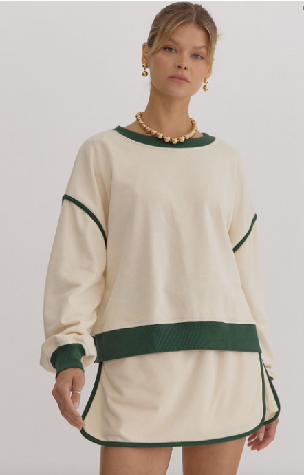 Hunter Green Pipping Sweater