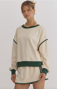 Hunter Green Pipping Sweater