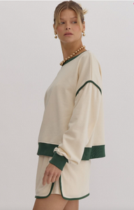 Hunter Green Pipping Sweater