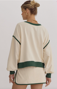 Hunter Green Pipping Sweater