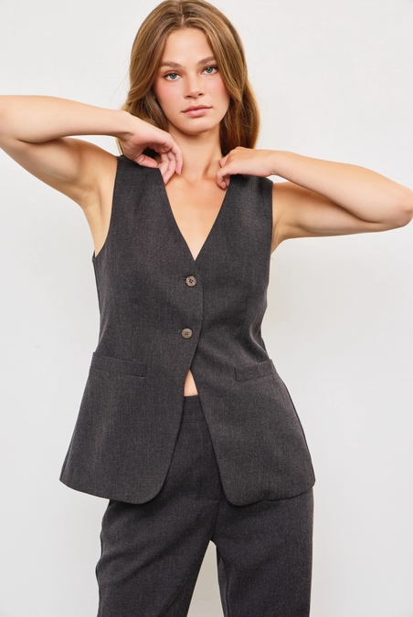 Charcoal Longline Vest