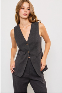 Charcoal Longline Vest