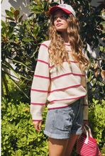 Load image into Gallery viewer, Ivory Red Striped Sweater