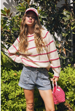 Load image into Gallery viewer, Ivory Red Striped Sweater