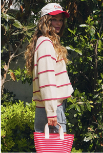 Ivory Red Striped Sweater