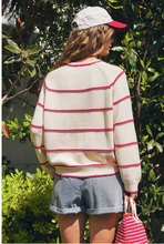 Load image into Gallery viewer, Ivory Red Striped Sweater