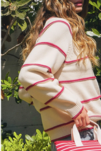 Load image into Gallery viewer, Ivory Red Striped Sweater