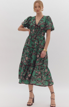 Load image into Gallery viewer, Forest Floral Green Midi Dress