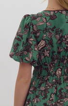 Load image into Gallery viewer, Forest Floral Green Midi Dress