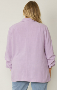Lavender Scrunch Sleeve Blazer