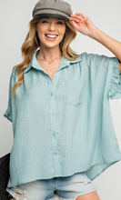 Load image into Gallery viewer, Teal Ruffle Collar Top