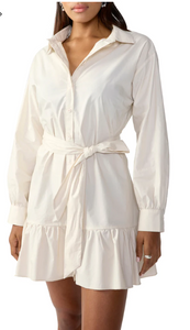 Tiered Shirt Dress - Toasted Marshmallow