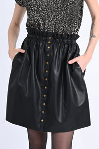 Leather Kelly Button Skirt
