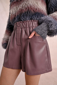 Lavomatic Purple Faux Leather Shorts