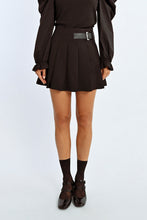 Load image into Gallery viewer, Parisan Pleat Black Buckle Skort