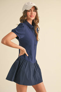 Polo Navy Mixed Media Romper