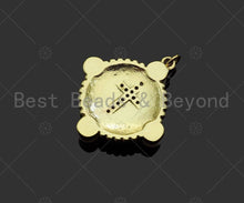Load image into Gallery viewer, Cross Medallion Pendant 18K Gold Filled Mother of Pearl Charm