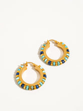 Load image into Gallery viewer, Azura 18K Gold Contemporary Hoop Earrings: Blue