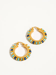 Azura 18K Gold Contemporary Hoop Earrings: Blue