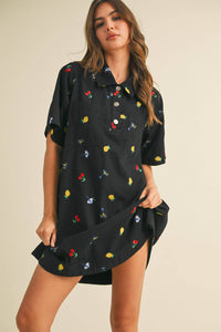 Fruitful Denim Embroidered Dress