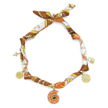 Load image into Gallery viewer, Scarf Necklace Orange Brown Heart