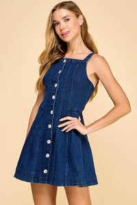 Denim Button Down Flare Dress