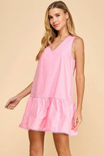 Load image into Gallery viewer, Red Dropped Waist Poplin Dress