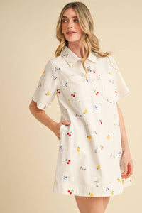 Fruitful Denim Embroidered Dress